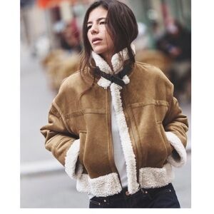 Zara Brown and Cream Teddy Jacket